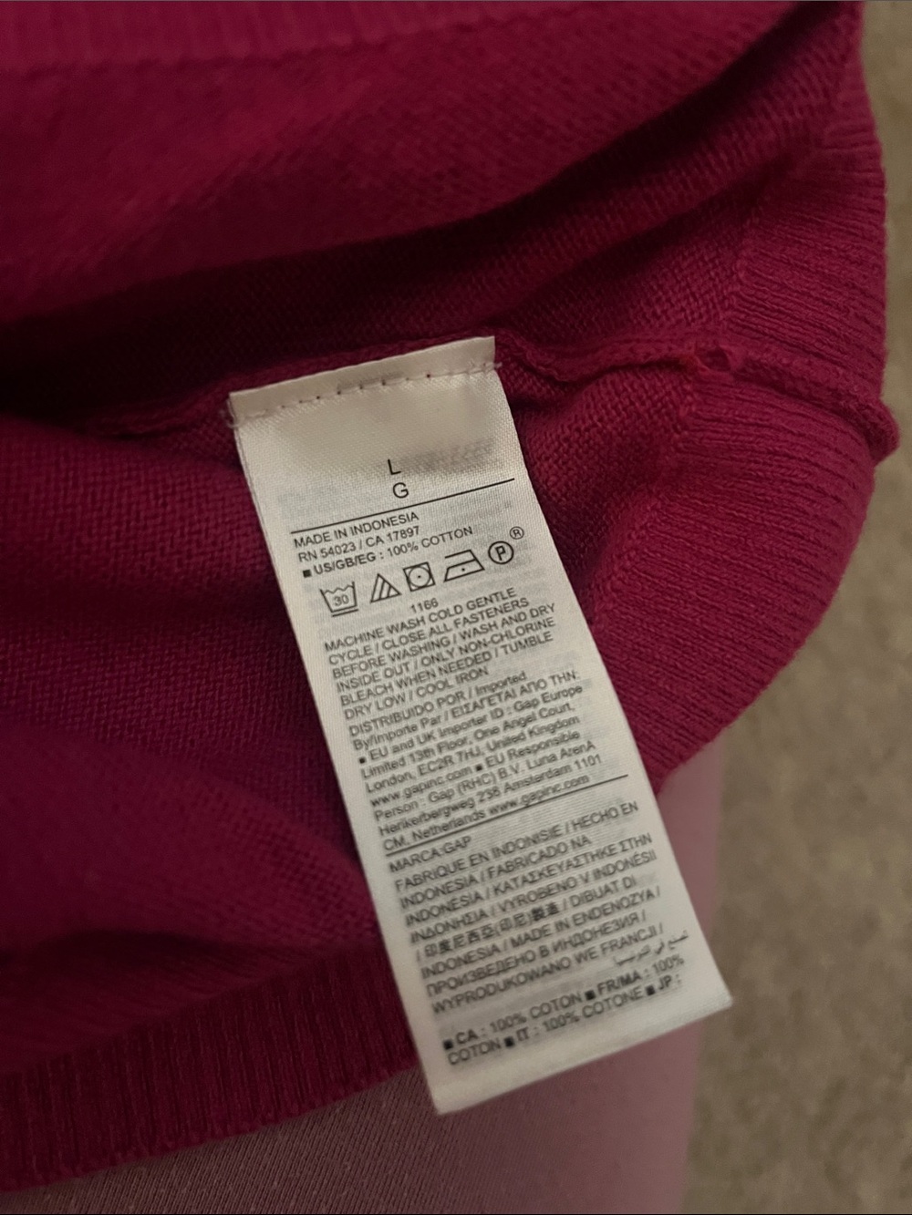 GAP Crewneck Button-Front Cardigan - Raspberry - Picture 4 of 4